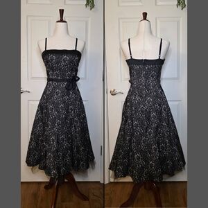 Vintage Heart Moon Star Black Lace A-Line Sleeveless Dress